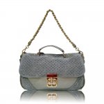 Fashion Shining Turnlock Satchel Bag "Silver"