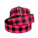 Pink Checker Faux Leather Belt
