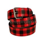 Red Checker Faux Leather Belt