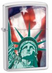 Zippo 28282 Classic Statue of Liberty Flag Brushed Chrome