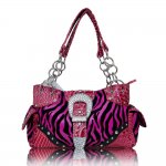 Western Style Zebra Handbags "Pink"