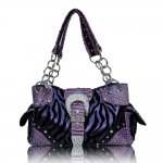 Western Style Zebra Handbags "Purple"