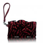 Women's Rose Zebra Small Wristlet Bag With Multi Colors "Red"